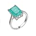 ANAZOZ Anello di Fidanzamento Donna Verde Argento,FEDI Nuziali Argento Placcato Oro Bianco Rettagolare con 4 Griffe Zirconia Cubica Verde Misura dell'Anello 20