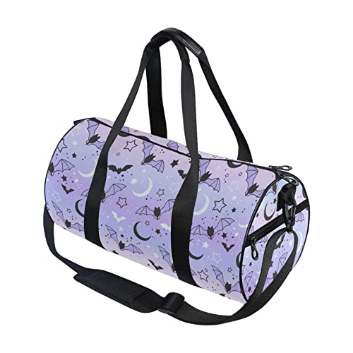 Sletend Purple Bat Moon Round Gym Duffel Bag for Women & Men
