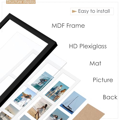 Image of DUENPY 14x26 Collage Picture Frame 4x6 Collage Picture Frame Displays Twelve 4x6 inch Photos Available Horizontal Wall Mounting Display and Vertical Black