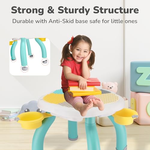 R for Rabbit Little Genius Regal Kids Study Table Set with Chair, 5 in 1 Multifunctional Desk Set for 3-7 Years Kids, Upto 45kgs Weight Capacity (Green Multi) - Image 6