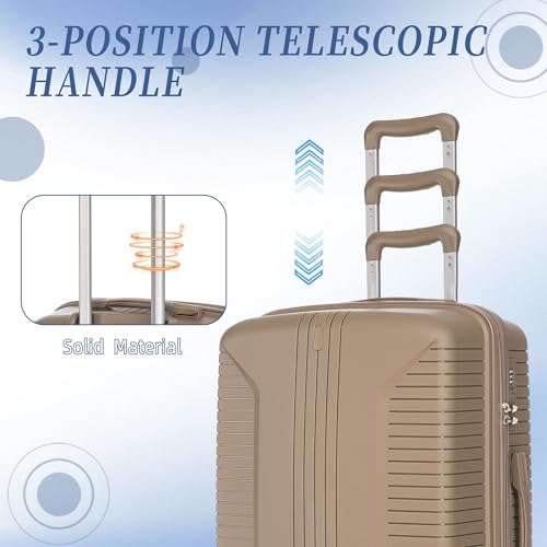 Image of 3 Pcs Hardshell Luggage Sets, Lightweight Wave Suitcases with Spinner Wheel