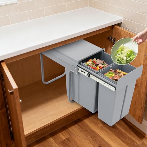Caneca de basura rectangular doble compartimento 30L gris