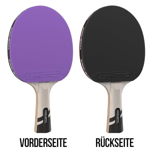 PRO-SPIN Tischtennisschläger – ITTF-zugelassener Carbon Profischläger für überlegene Präzision und Spin | Profi-Obergummi, 2,0 mm Schwammstärke, Schutzhülle (Blau | Lila, 2er-Pack)