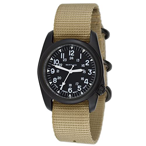 Montre vintage BERTUCCI A-2S finie la fragilité grâce au bracelet en nylon kaki