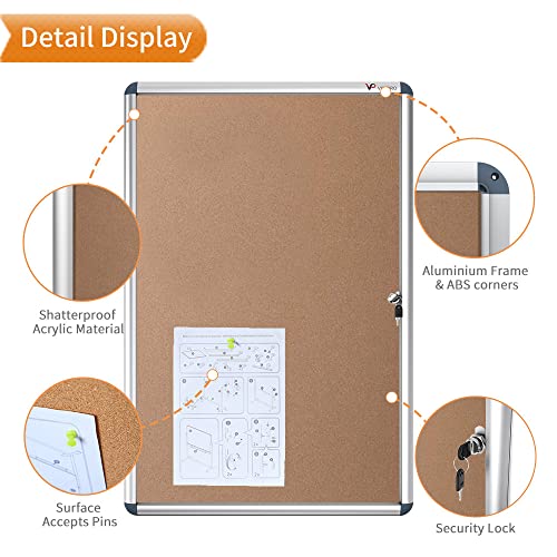 Viz-Pro LN3624C Tamperproof Lockable Cork Noticeboard Class 1 Aluminium Framed 36X24 Inches thumb #3