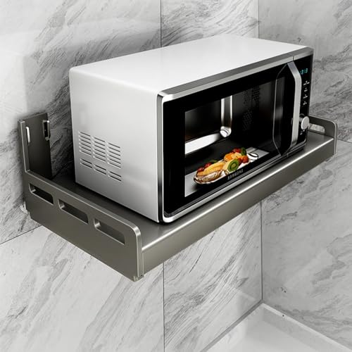 JXIPANUL An der Wand montierte Küchenhalterung, robuste Stützregale zur Wandmontage, Mikrowellenherdgestell aus Metall, multifunktionale Aufbewahrung für Ofen, Gewürze, Geschirr, für kleine