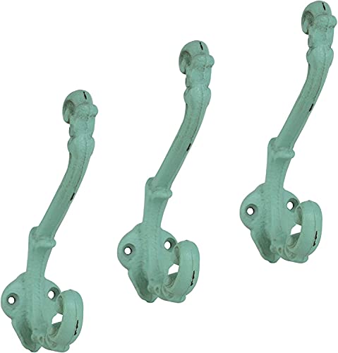 The Metal Magician Wandhaken aus Gusseisen im Vintage-Stil, rustikaler Chic-Shabby, Kleidung zum Aufhängen Idee für Hüte, Mäntel, Schals, Taschen, Wandbehang, rustikale Schlüsselhaken (3 Stück) Cover