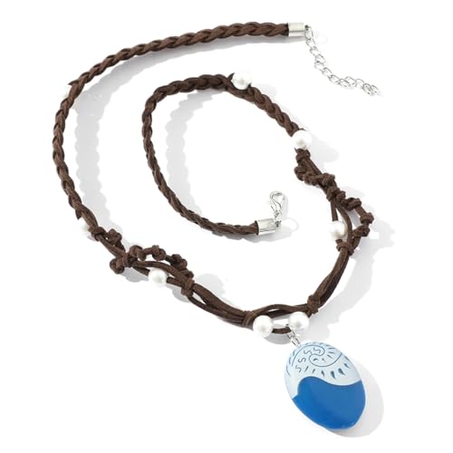 ARHZ Collar para Vaiana,Gargantillas con colgante de océano de Moana, iluminado, colgante trenzado a manoregalos de Navidad, Halloween y cumpleaños(azul que brilla en la oscuridad)