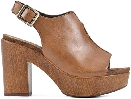 WHITE MOUNTAIN Shoes Alfie Women's Clog Platform Heel, Dk.Tan/Burn/Smooth, 8 M | Image 1