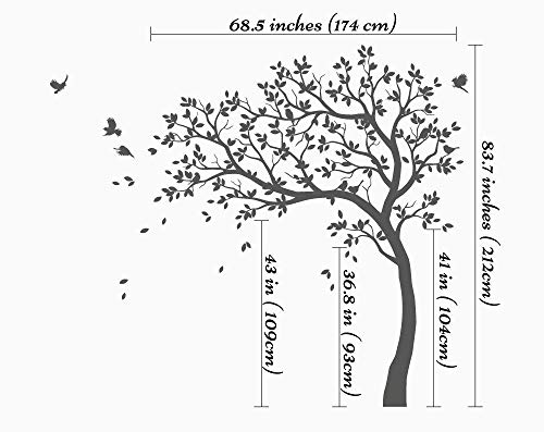 Vinilo decorativo grande árbol con pájaros removible miniatura 3