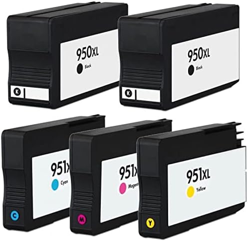 INKjetsclub Cartuchos de tinta remanufacturados de repuesto para 5 unidades, cartuchos de tinta HP 950XL y 951XL de alto rendimiento. Incluye 2