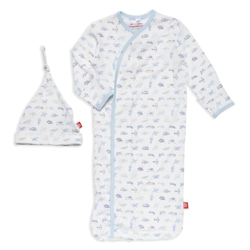 Image of Magnetic Me Modal Newborn Sleeper Gown & Hat Set | Silky Soft Modal Fabric Sleep Sack