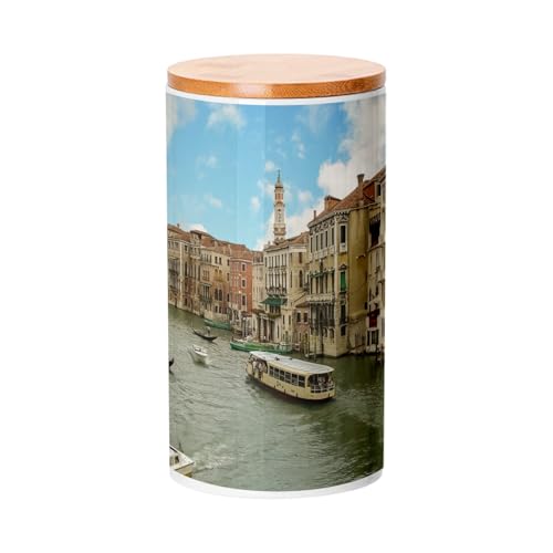 Fabulous Vaso in ceramica con coperchio in bambù - Vaporetto sul Canale Grande Venezia Italia Monumento - 887 ml (30 once) - Barattolo per utensili