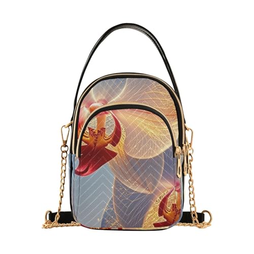 Womens Shoulder Handbags Tote Bag Quilted Purses for Women Orchid Design with Chain Strap for Outing Office,Multi12