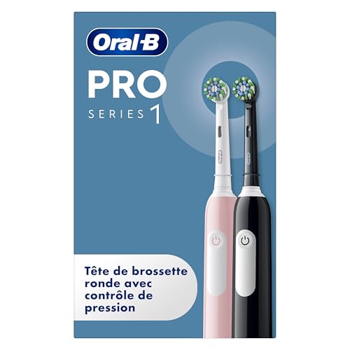 Oral-B Brosses A Dents Electriques Duo Pro 1 Noire Et Rose, Avec 3 Modes De Nettoyage 3D Dont...