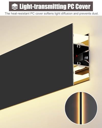 Dimensioni delle modanature per soffitti, Modanatura della finitura del soffitto in alluminio Modanatura della corona del diffusore a canale LED bifacciale Lunghezza personalizzata(15ft (4.6m))