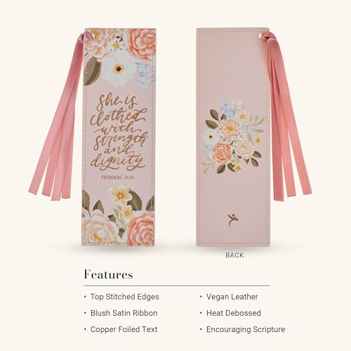 Image of Christian Art Gifts Premium Faux Leather Bookmark: Strength & Dignity