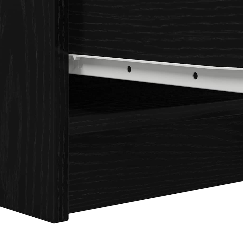 Aparador fácil de limpiar para almacenamiento de cocina y salón con placa superior fija y construcción estable en aspecto de roble negro