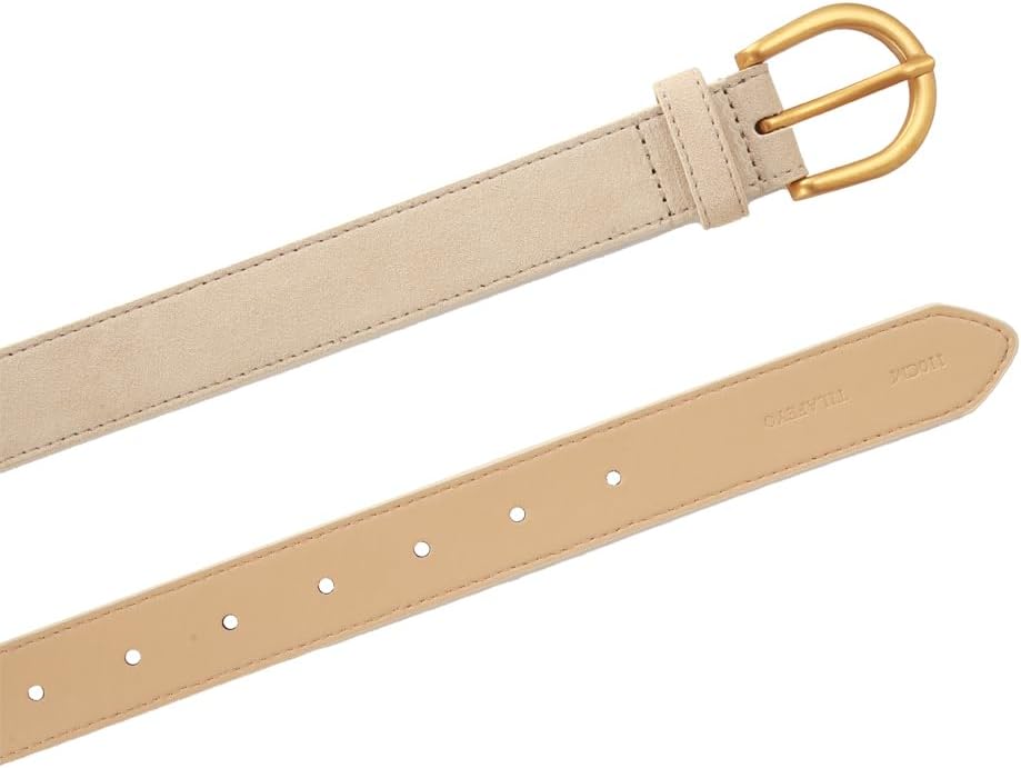 Women's Genuine Suede Belt for Jeans Dresses Pants Fashion Ladies Leather Belt with Gold Buckle - Image 3