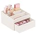 Produktbild mDesign Make-up Organizer fürs Badezimmer oder den Schminktisch  Beauty Organizer aus Kunststoff  Kosmetikaufbewahrung mit 11 Fächern und einer Schublade  beige