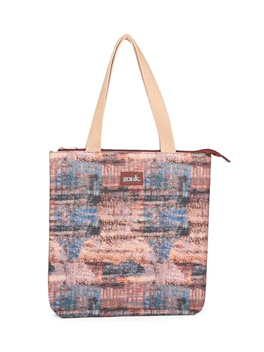 Image of ZOUK Ivy Tote Bag for Women | Handcrafted Jute Khadi with Vegan Leather Handles | Lightweight, Foldable & Travel-Friendly Everyday Carry Bag |