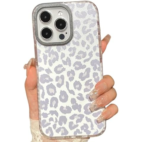 Burmcey Cute Case for iPhone 14 Pro Cover White Leopard Design, Fashion Cheetah Print Pattern for Girls Women Slim Soft TPU Bumper with Hard PC Back Protective Case for iPhone 14 Pro Cover