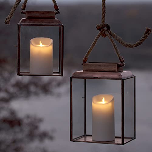 Eldnacele Waterproof Outdoor Flameless Candles With Remote Control, Battery Operated Flickering Led Pillar Candles For Indoor Outdoor Lanterns, Plastic, Moving Flame, Cycling 24 Hours Timer 4”5”6” #TOP5