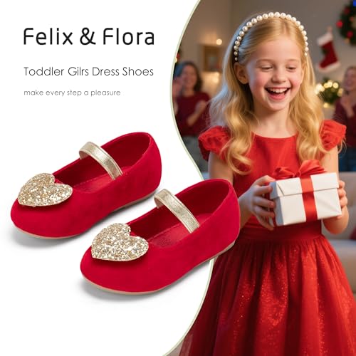 Image of Felix & Flora Toddler Flower Girl Dress Shoes - Baby Girl Ballet Mary Jane Flats for Party School Wedding