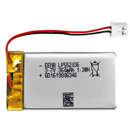 EEMB Lithium Polymer Batería 3.7V 360mAh 552036 Paquete de batería Recargable Lipo con Conector JST para VXI Blue Parrott: confirme la polaridad del Dispositivo y del Conector Antes de Comprar
