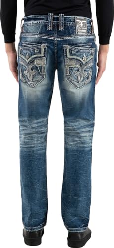 Rock Revival - Mens Celadon RP3657J Straight Jeans, Color Med Blu, Size: 38W x 32L3