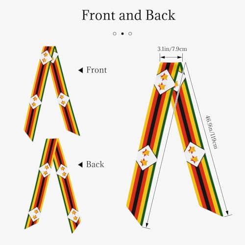 Women's Decorative Long Scarf, Flag of Zimbabwe Lightweight Headband Hood, Chic Tie Scarf (46.9 * 3.1 inches)2