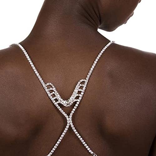 IYOU Brillante Diamante de Imitación Tirantes de Sujetador Plata Correa de Sujetador Poseedor Cristal Correas de Hombro Antideslizante Club Nocturno Accesorios para el Cuerpo para Mujeres y Niñas