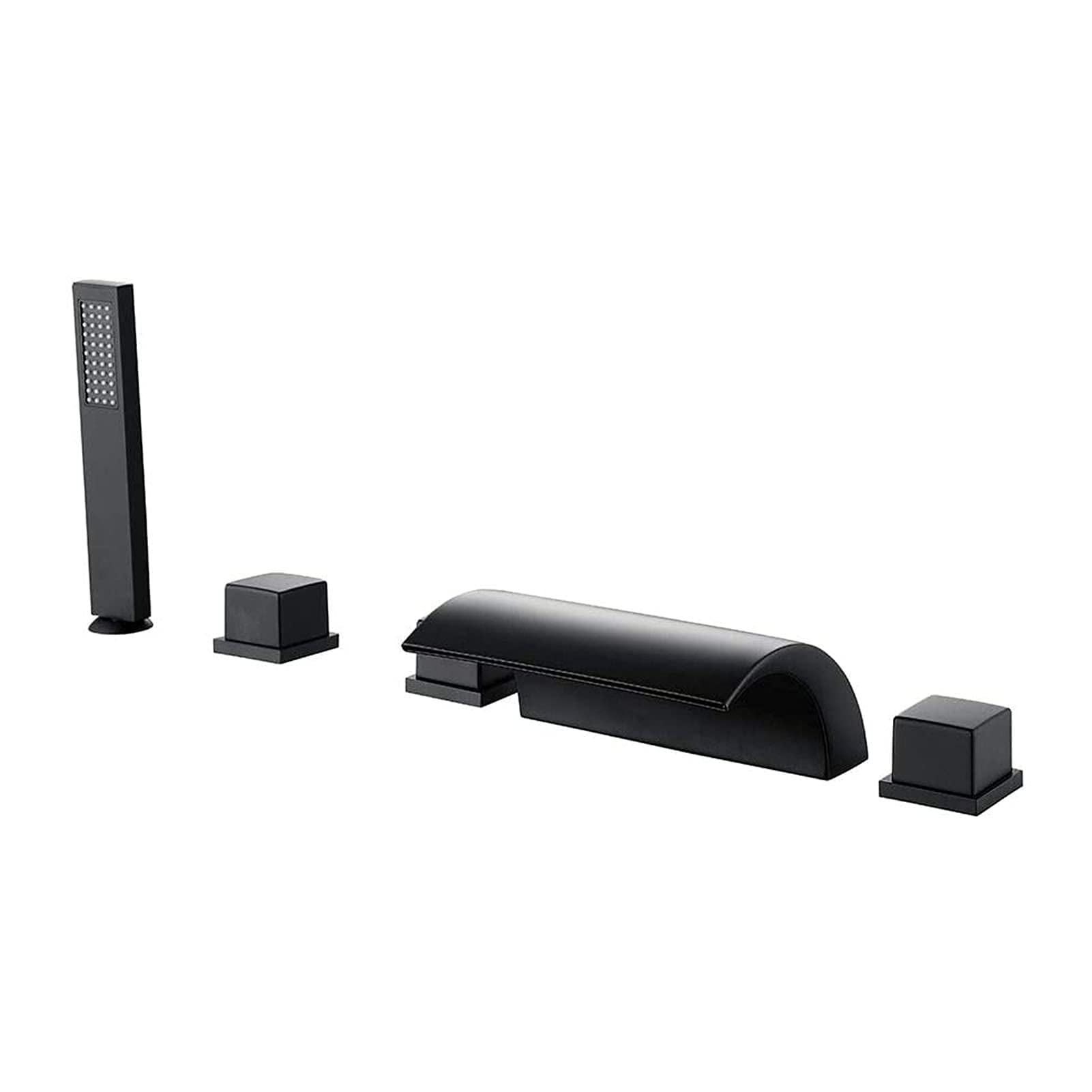 Sjdopulse Black Waterfall Bathtub Faucet Matte Modern Deck Mounted Bathtub Faucet 5 Holes, Roman Tub Filler With Handheld Shower, Bath Shower Mixer Tap