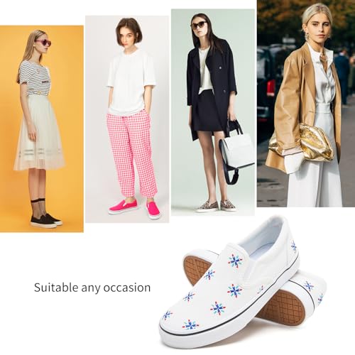 Image of Women's Canvas Slip On Sneakers Non Slip Loafers | low top non slip on walking breathable casual comfortable fashion tennis
