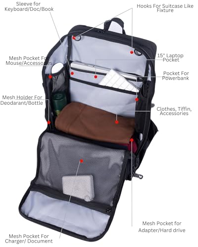 Image of Zingaro 3 Compartments Adaptpro 30L Waterproof 16 Inch Laptop Backpacks For Men Women,Laptop Bags For Men Women,black