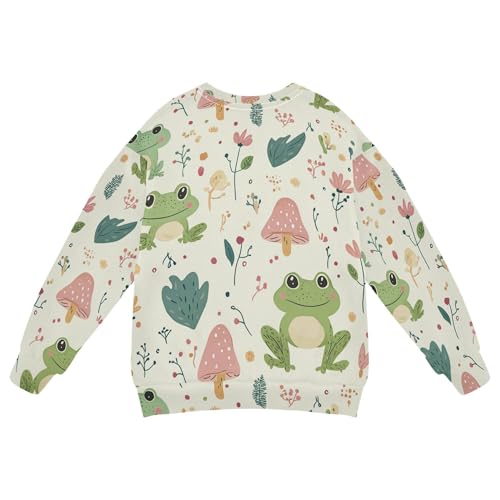 JUNZAN Cute Cartoon Frogs Flowers Little Kids Hoodie Sweatshirt Crewneck Outerwear for Kids Athletic 4T2
