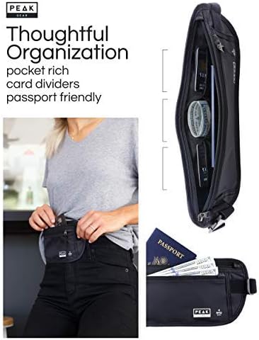 Peak Gear Travel Money Belt. Premium Quality Travel Wallet with RFID Blocking Fabric to Protect Credit Cards, Passports and Documents. Exclusive Theft Protection and 2 Recovery Tags | Black - Image 3