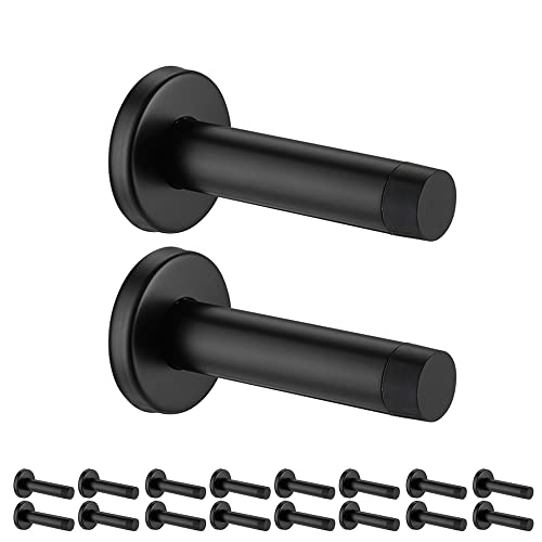 Jqk Door Stopper Black, 304 Stainless Steel Thicken 1Mm Sound Dampening Door Stop Bumper Wall Protetor 16 Pack, Matte Black, Dsb5-Pb-P16 #TOP8