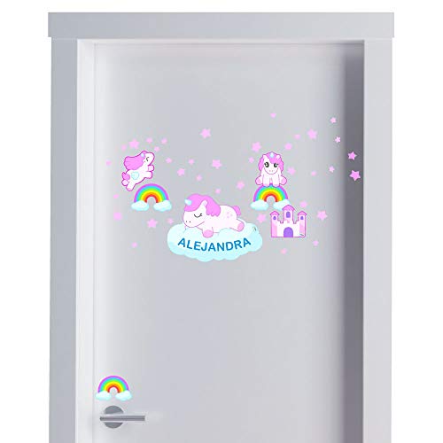 ETIKIDS Pegatinas con Nombre para Puertas. Adhesivo Personalizado para habitación Infantil, decoración de Dormitorio para niños y bebés. Vinilo Autoadhesivo con Divertidos Dibujos Cover