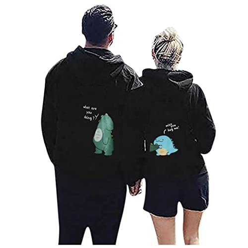 Family Matching Outfits for Photoshoot Pullover Hoodie Matching for Couples Dinosaur Sweatsuits Matching for Couples