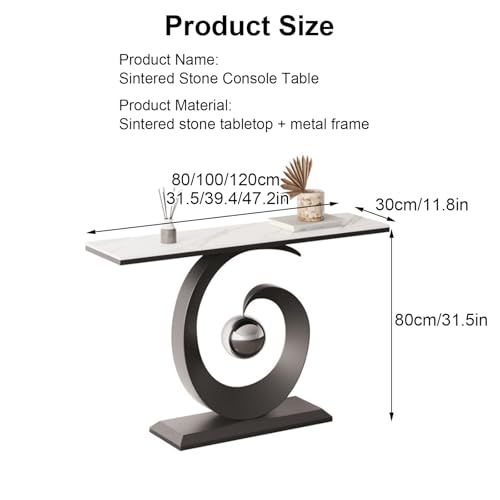 Mesa consola moderna de mármol sintético con estantes de almacenamiento para entrada 3