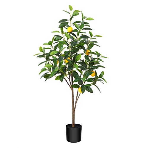 CROSOFMI Kunstpflanze 90 cm Zitronenbaum im Topf Künstliche Pflanzen wie echt Plastik Kunstpflanzen Groß ,Fake Plant deko für Wohnzimmer Balkon Schlafzimmer Büro Einweihungsgeschenk(1 Pack) Cover