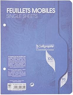 Clairefontaine - Ref 751C - Calligraphe Loose Leaf Punched Paper (Pack of 50 Sheets) - 170 x 220mm in Size, Offset Card Cover, Séyès Ruled, 90gsm Superfine Vellum Paper