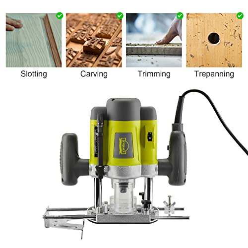 Wood Trimmer, DEWINNER Router Tool Electric Woodworking Power Router Trimmer,Variable Speed Hand Joiner Tool Plunge Router, Trimmer Laminator with 12PC 6mm 8mm Bits Collets 6 Wood Trimmer, DEWINNER Router Tool Electric Woodworking Power Router Trimmer,Variable Speed Hand Joiner Tool Plunge Router, Trimmer Laminator with 12PC 6mm 8mm Bits Collets - Image 6