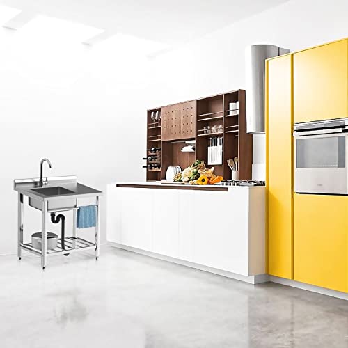 Hzaidanxin Single Bowl Kitchen Sinks,Outdoor Sink,Outdoor Sink,Small Rv Sink,Bar Sink Drop In,Bar With Cutting Board,Utility Sink,Laundry Tub,Free Standing Stainless-Steel 31In #TOP5