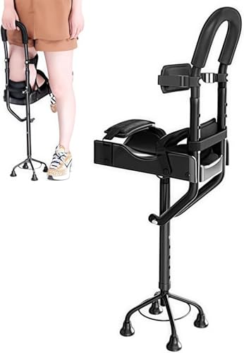 Hands Free Knee Crutch, Single Leg Telescopic Walker, Non Slip Assistive Device Walking, for Below Knee Only, Non-Weight Bearing Injuries, Crutches and Knee Scooter Replacement