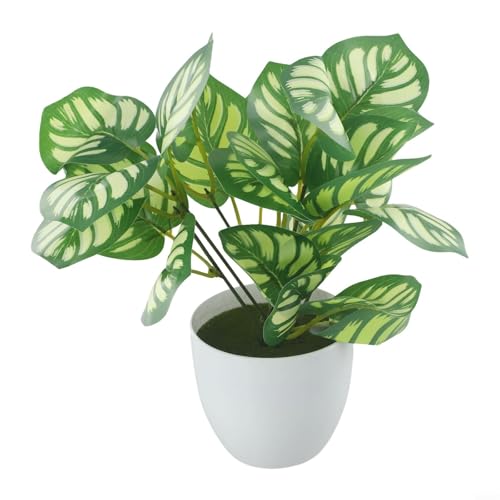 Hosrivae Planta de bonsái artificial, follaje falso en maceta en plástico verde realista, 22 cm de alto para decoración del hogar, oficina, restaurante y hotel (3#)