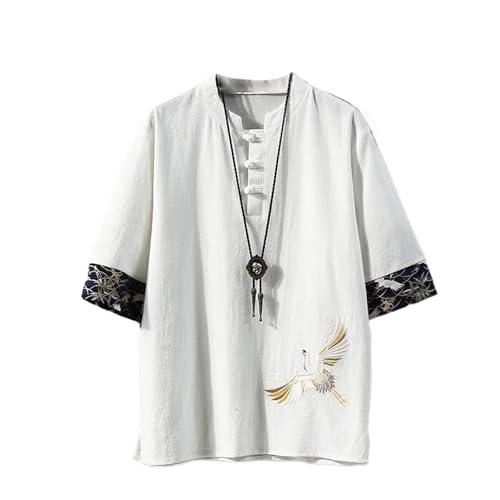 T-shirt en lin de qualité supérieure pour homme avec bouton disque