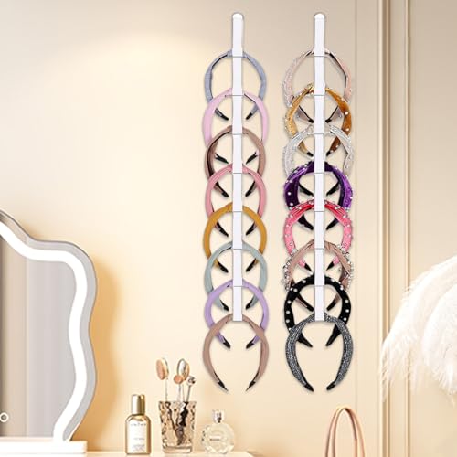 Soporte para diadema, 8 ranuras elásticas que ahorra espacio, soporte de pared para exhibición de diadema, para dormitorio, armario, baño, dormitorio, entrada, estudiantes, adolescentes - imagen 7