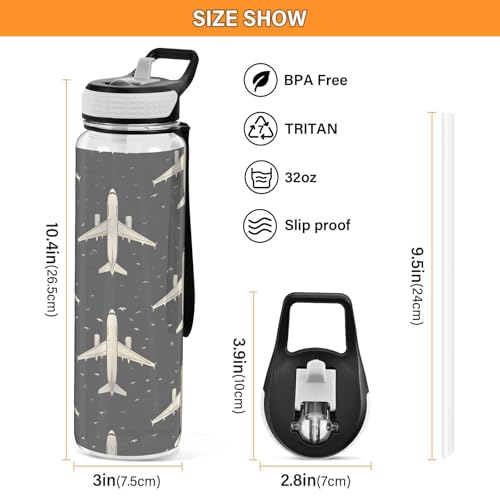 Botella de agua para escuela y viajes con estampado de avión 5